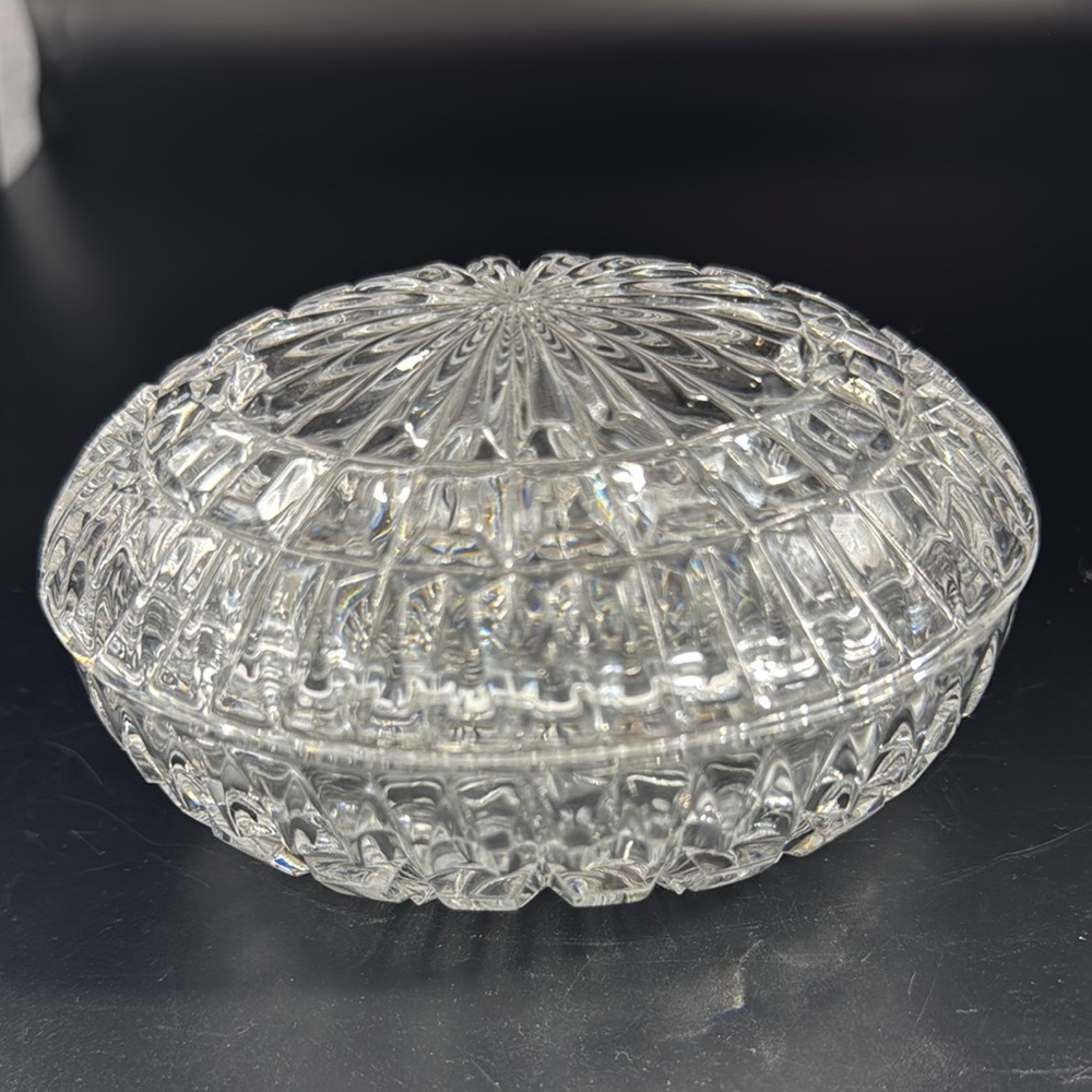 Elegant Crystal Oval Glass Trinket Dish
